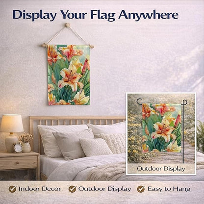 Caroline's Treasures Utah Sego Lilies in Watercolor Garden Flag Mailbox Flag Decorative Yard Flag Banner Outside Patio Artwork Yard Flower Beds, Garden Size, Multicolor