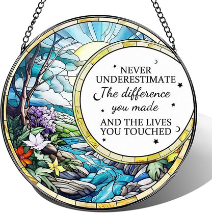 Thank You Gifts, Stained Glass Suncatcher Ornament, Window Hanging, Going Away/Goodbye, Appreciation, Retirement Gifts for Women, Men, Coworker, Boss, Friend | Retirement Party Decorations - Style L