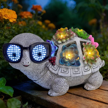 Solar Garden Statues Turtle with Succulent and LED Lights Birthday Gifts for Women Mom Grandma Outdoor Decor for Patio Backyard Yard Lawn Decoration Unique Housewarming Gifts