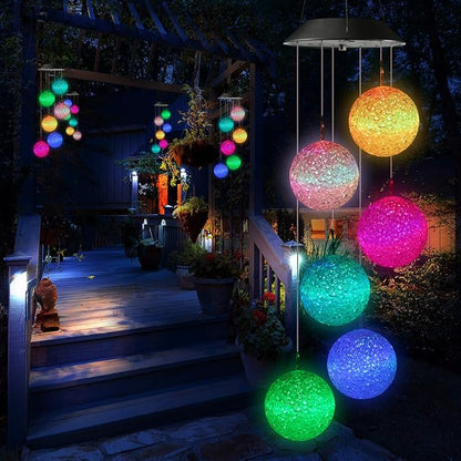 Toodour Solar Wind Chime, Color Changing Ball Wind Chimes, LED Decorative Mobile, Gifts for Mom Grandma, Waterproof Outdoor Solar Lights for Garden, Patio, Party, Yard, Window, Outdoor Decor
