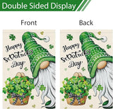 Heyfibro Happy St. Patrick's Day Gnome Garden Flag 28x40 Double Sided Burlap, Shamrock Basket Yard Flag for Spring Seasonal Irish Holiday Farmhouse Yard Outdoor Decor(ONLY FLAG)