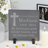 Personalized Memorial Stone Memorial Garden Stone - Sympathy Gifts for Loss of Dad, Mom or Loved One - Bereavement, Remembrance and Condolence Gift - Love You with All Our Hearts Square