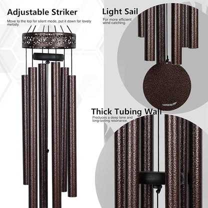 Vanquer Wind Chimes for Outside Deep Tone - 38'' Wind Chimes Outdoor Clearance, Deep Tone, Soothing, Windchimes Outdoors, Memorial, Sympathy, Garden Patio Yard, Home Décor (38" Bronze)