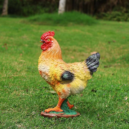 Rooster Garden Statue Decorations, Outdoor Sculpture Chicken Farm Animals Decoration, Chicken Gift Home Decor for Backyard Patio & Lawn Ornament (colorful hen)