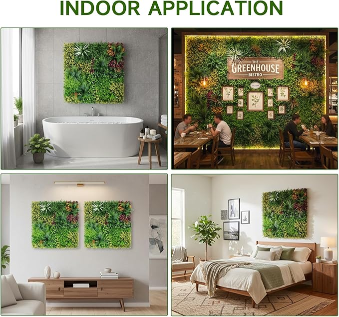 Artificial Grass Wall Backdrop Panels, 40"x40" UV-Anti Greenery Backdrop Wall, Faux Boxwood Panels for Patio, Garden, Backyard Indoor Outdoor Green Wall Decor & Privacy Fence Covering