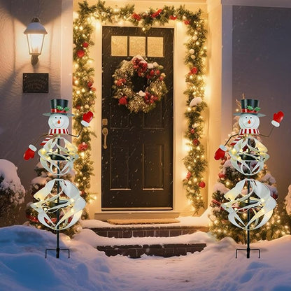 MUMTOP Solar Christmas Outdoor Decoration, Solar Powered Snowman Wind Spinner with LED Lights for Holiday, Party, Xmas, Yard, Garden