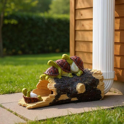 Turtles Statue Gutter Downspout Extensions, Rain Gutter Downspout Splash Block Cover Sculpture Decorative, 3" × 4" Downspouts