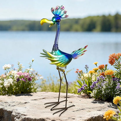 Vibrant Metal Flamingo Decor - Large Metal Yard Art - Outdoor Decoration Garden Statues - Standing Pink Flamingo for Yard, Elegant Flamingos Garden Sculpture & Gift for Women