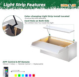 Longrun Pond Waterfall Box with Pump Kit, 304 Stainless Steel Pond Waterfall Spillway with 680 GPH 3000L/H Pump for Ponds, Pond Spillway Color-Changing LED Light Strip for Garden (11.8")