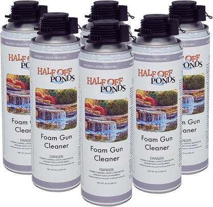 Half Off Ponds Waterfall Foam Gun Cleaner – 6 Pack 20oz Spray Solvent for Uncured Expanding Foam & Adhesive – Foam Dispenser Tool Cleaner for Ponds, Waterfalls & Landscape Rockwork