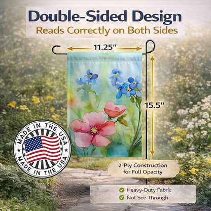 Caroline's Treasures Alaska Forget-me-nots in Watercolor Garden Flag Mailbox Flag Decorative Yard Flag Banner Outside Patio Artwork Yard Flower Beds, Garden Size, Multicolor