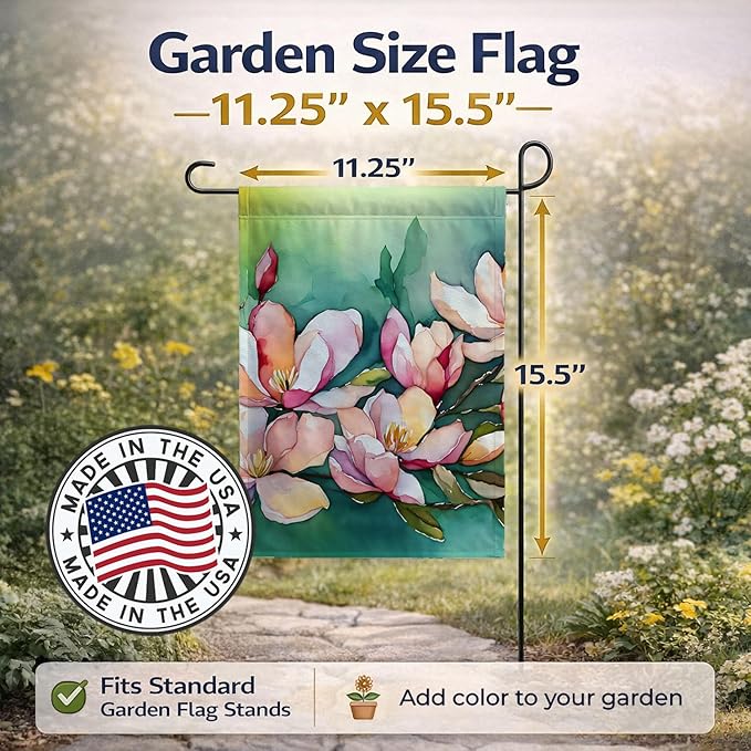 Caroline's Treasures Louisiana Magnolias in Watercolor Garden Flag Mailbox Flag Decorative Yard Flag Banner Outside Patio Artwork Yard Flower Beds, Garden Size, Multicolor