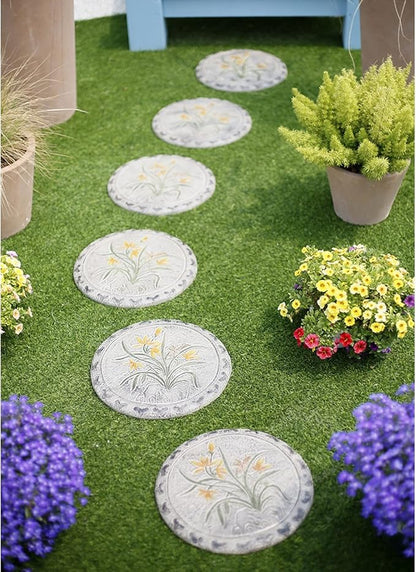 Garden Stepping Stones, Classical Chinese Flower Carving, Decorative Walkway Stepping Stones for Outdoor Garden Flowerbed & Lawn Yard Pathway (Color : C(3Pcs))
