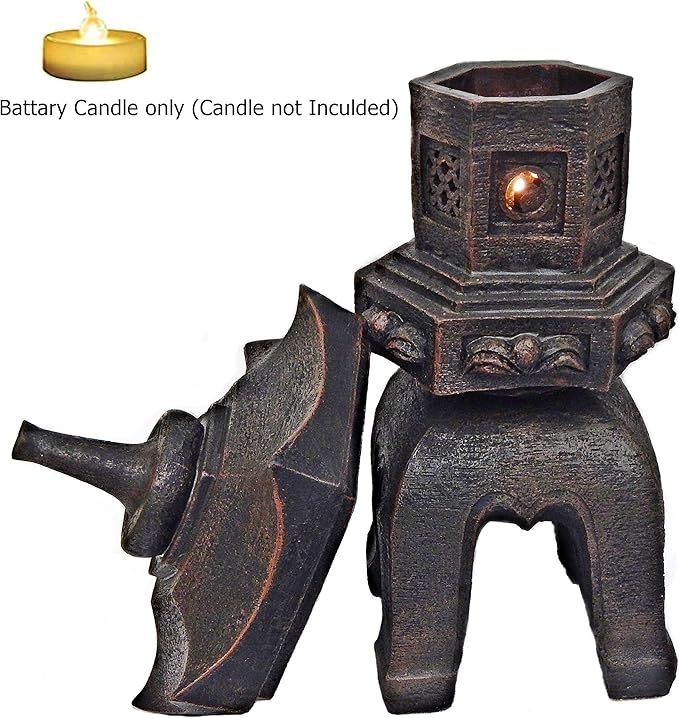 Bellaa 24429 Pagoda Stupa Zen Garden Decor Lawn Ornament Nara Japanese Style Asian Temple Lighthouse Oriental Lantern Toro Outdoor Statue Polyresin Brown 17 Inch
