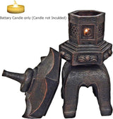 Bellaa 24429 Pagoda Stupa Zen Garden Decor Lawn Ornament Nara Japanese Style Asian Temple Lighthouse Oriental Lantern Toro Outdoor Statue Polyresin Brown 17 Inch