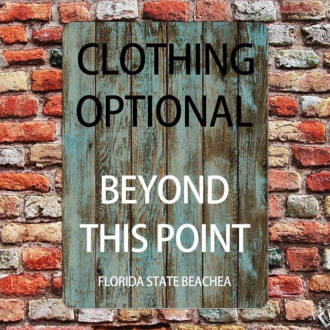 Clothing Optional Beyond This Point Street Metal Signs Vintage No Rust Safety Man Cave Warning Aluminum Metal Tin Sign for Garden Patio Yard Cafe Pub Home Decor Wall Art Print Poster 12"x16"