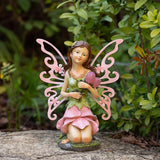 Suyorpe Fairy Decor, Solar Outdoor Statue, Accessories for Fairy Garden Gifts - Resin Figurine for Patio Yard Lawn, Size 8.35 x 4.92 x 10.82 inches