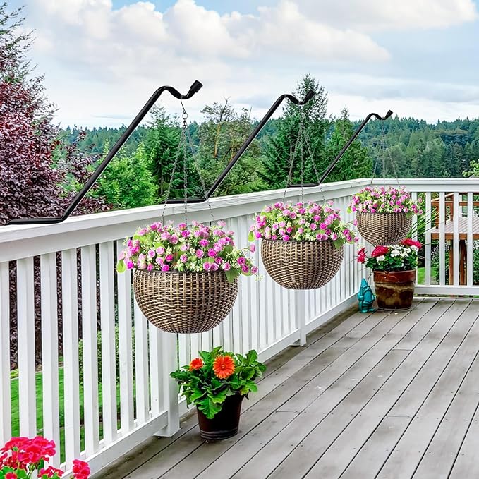 6-Pack Heavy Duty Swivel Deck Hook Rail Hanger for Hanging Bird Feeders, Plants, Wind Chimes, Lanterns - Fits Rails 2x4, 2x6 and 2x8