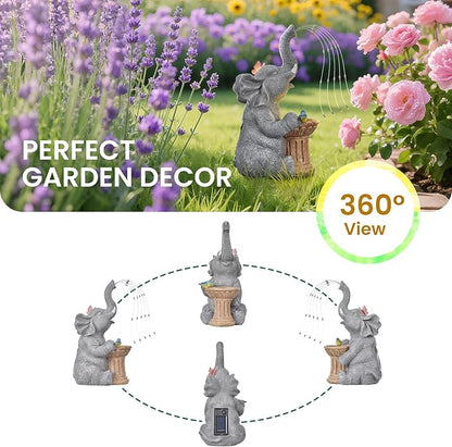 Garden Decor Watering Elephant Statues, Mother's Day, Birthday Gifts for Women Mom Grandma, Valentine's Day, Garden Art Housewarming Decor- Outdoor Statue Solar Lights Ornament for Yard Patio Balcony