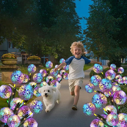 Solar Flowers Lights- Solar Garden Lights Outdoor Waterproof Dandelion, 40 Hours Solar Powered Outside Decor for Yard Patio Pathway Lawn, Birthday Gifts for Mom, Friend, 2pcs