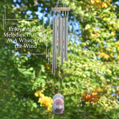Wind Chimes for Outside Metal Wind Chimes Waterborne Pink Flowers Garden Backyard and Patio Decoration