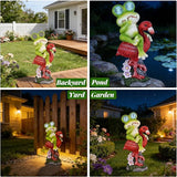 Solar Garden Decor Garden Statues Yard Art Frog Riding Flamingo Outdoor Funny Decoration for Lawn, Patio, Yard, Gardening Gifts for Women Mothers Day Gifts for Mom