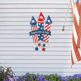 Glitzhome 30" H Patriotic Firecracker Yard Stake or Wall Décor,Happy 4th of July American Rocket Garden Sign for Independence Day Outdoor Lawn Patio Decor