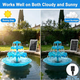 Yeomi 3-Tier Solar Fountain Pump with LED Lights, 24H Outdoor Water Feature, Detachable Design, Multi-Function Bird Bath Water Fountain for Garden Patio Yard Backyard Pond, 3.5W