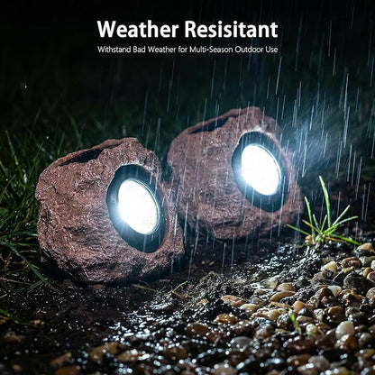 Candieslife Solar Rock Lights Outdoor Garden Waterproof - Super Bright LED Solar Spotlights, Solar Powered Landscape Path Decorative Garden Stone Lights for Pathway, Walkway, Yard, Patio (2 Pack)