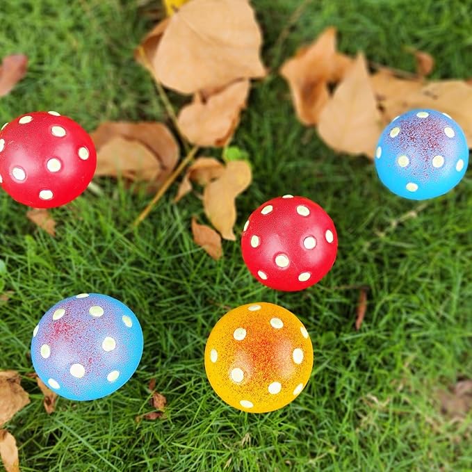 Mushroom Decor Fairy-Garden Outdoor Decor - Garden Decor Glow in The Dark Outdoor Spring Patio Shaking Head Yard Decoration 6 PCS Metal Mushroom Yard Stakes (Red2+Blue2+Yellow2)