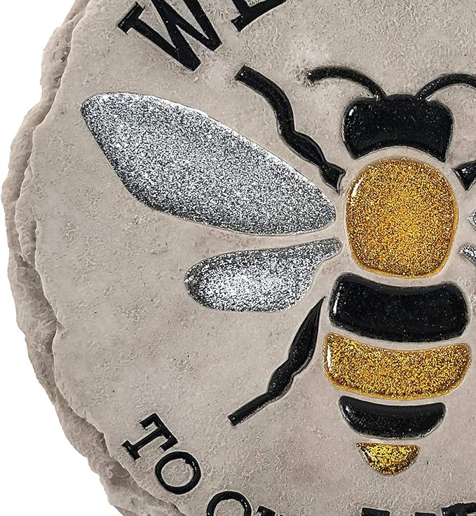 Spoontiques - Garden Décor -Welcome to Hive Stepping Stone - Decorative Stone for Garden