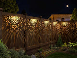 Solar Fence Lights 6 Pack Solar Step Lights Outdoor Waterproof LED Solar Powered Wall Lights Outdoor Decorations Warm Yellow Light Decorative Lighting for, Front Door, Backyard (Gold)