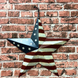 Metal American Flag Barn 3D Star Wall Decor Americana Stars Stripes Patriotic Decorations (22"X22")