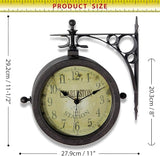 Infinity Instruments Charelston Metal Outdoor Clock, Waterproof Double Sided Train Station Clock & Thermometer