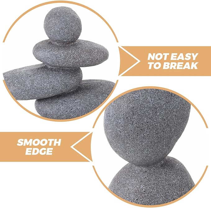 DECHOUS Large Stacked Rocks Sculpture, 16.5 Inch Tall, Resin Rock Cairn Stone Stacked Zen Garden Balanced Stone Statue for Indoor Outdoor Patio Home Meditation Decor