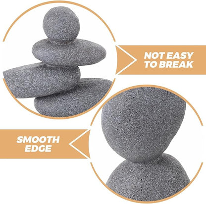 DECHOUS Large Stacked Rocks Sculpture, 16.5 Inch Tall, Resin Rock Cairn Stone Stacked Zen Garden Balanced Stone Statue for Indoor Outdoor Patio Home Meditation Decor