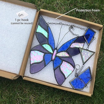 Stained Glass Window Hanging Suncatcher, Butterfly Gifts for Mom/Teacher/Women Anniversary, Birthday, Housewarming