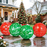 4 PCS 24 Inch Christmas Inflatable Balls Outdoor Inflatable Christmas Ball Ornaments for Xmas Garden Lawn Yard Holiday Front Door Window Decoration