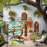 Welcome Crab Garden Flag Spring Summer Grden Flags Vertical Double Sided Small Burlap beach Patio Lawn Holiday Yard Outdoor Decorations 12x18 Inch