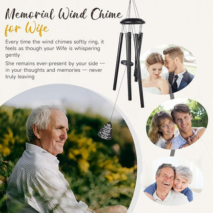 Memorial Gifts for Loss of Wife, 25''Memorial Wind Chimes of Sympathy Gifts for Loss of Wife,Condolence/Bereavement/Remembrance Gift,Windchimes in Memory,Funeral Decor for Garden Outside,Black