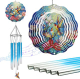 Hummingbird Wind Chimes for Outside - Hummingbird Wind Chimes with 3D Wind Spinners for Bird Lover, Hanging Art Ornament with Card for Indoors Room Home Wall Garden Patio Yard Porch Backyard