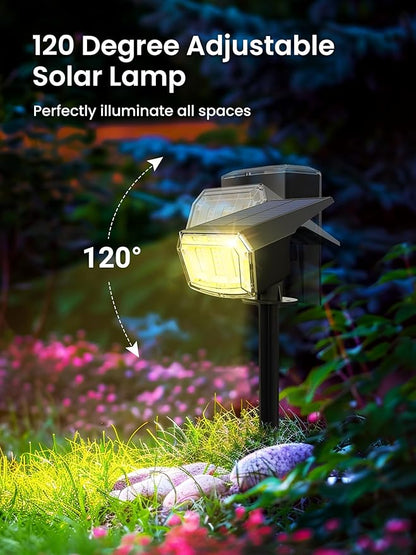 AUDERWIN Solar Spot Lights Outdoor, 9 Lighting Modes RGB, Solar Lights Outdoor Waterproof IP65, 63 LED Landscape Spotlights for Holiday Decorations-10 Pack