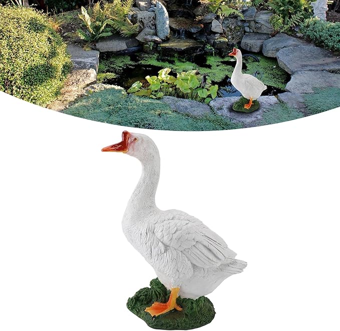 Garden Statues Goose Figurine Farm Animal Sculpture Lifelike Outdoor Statue for Pond Garden Decor Unique Design with Vibrant Colors Yard Ornaments Decor