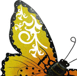 Decorative Butterfly Garden Decor Outdoor Butterfly Garden Stake Decor, Metal Butterfly Yard Stake Garden Insect Decor Patio Lawn Backyard Decor (Yellow)