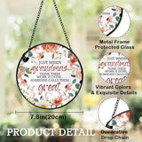 Great Grandma Flower Suncatchers Stained Glass Window Hanging, Great Grandma Gifts Sun Catchers Indoor Window Glass Round Wall Decor, 7.9x7.9in