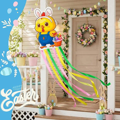 Soulchen Easter Chick Windsock Decorations for Outside 40'' Windsocks for Easter Day Decorations Hanging Chick for Farmhouse Garden Home Yard Decor