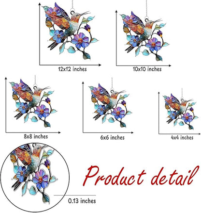 Colorful Hummingbird Acrylic Suncatcher, Hummingbird Window Hanging Ornaments, Stained Glass Effect Garden Decor, Gift for Mother's Day, Mom, Grandma, Wife, Women