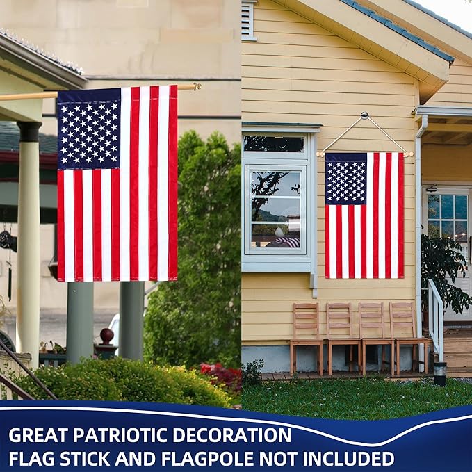 28 x 44 Inch Embroidered American House Flag, Heavy Duty Outdoor Premium 210D Nylon, Embroidered Stars,Sewn Stripes,July 4th Independence Day House Flags