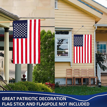 28 x 44 Inch Embroidered American House Flag, Heavy Duty Outdoor Premium 210D Nylon, Embroidered Stars,Sewn Stripes,July 4th Independence Day House Flags