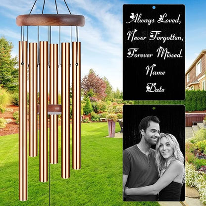 Personalized Wind Chimes Memorial Engraved Gift,Custom Sympathy Wind Chime for Loss of Loved One,Customized Mother Father Dog Pet Family Remembrance Bereavement Gifts